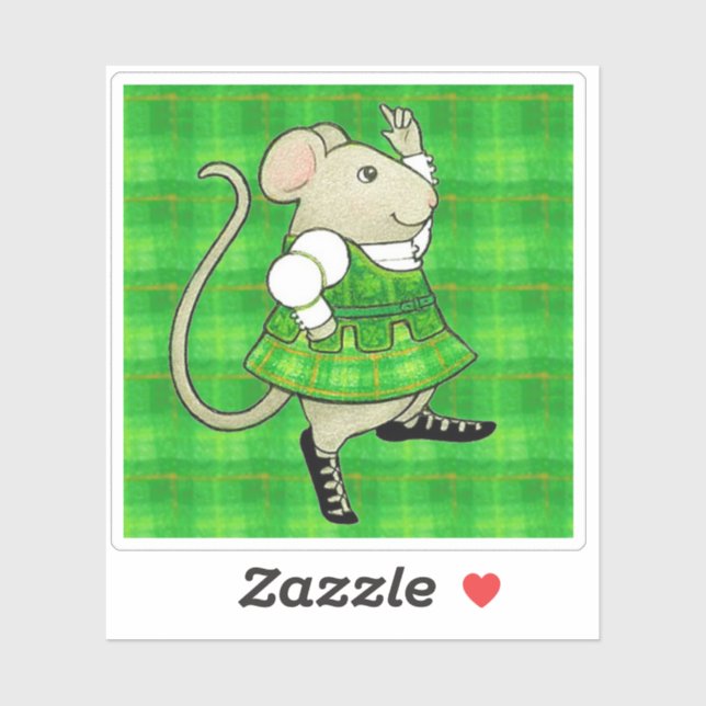 IRISH JIG MOUSE 3"x3" Vinyl Sticker (Blatt)