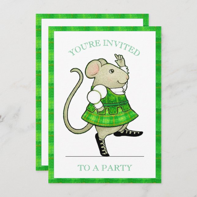 IRISH JIG MOUSE 4.5x6.25 Party Einladung (Vorne/Hinten)