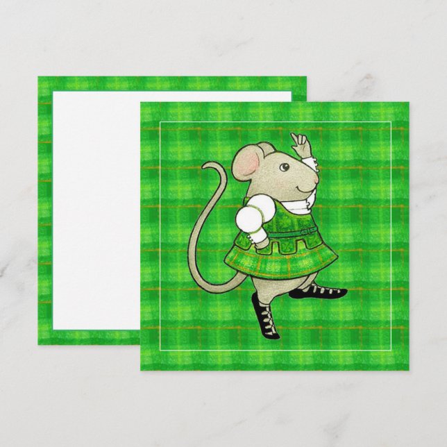 IRISH JIG MOUSE 5,25" Square Blank Flat Card (Vorne/Hinten)