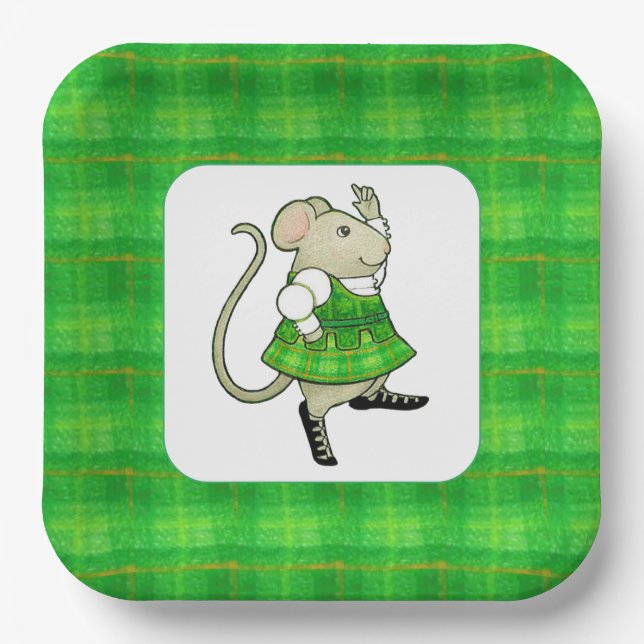 IRISH JIG MOUSE 9" Teller auf dem 9" Square Paper (Vorderseite)