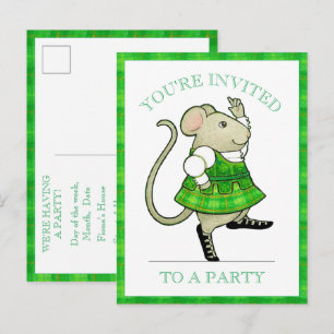 IRISH JIG MOUSE Party Einladung Postkarte