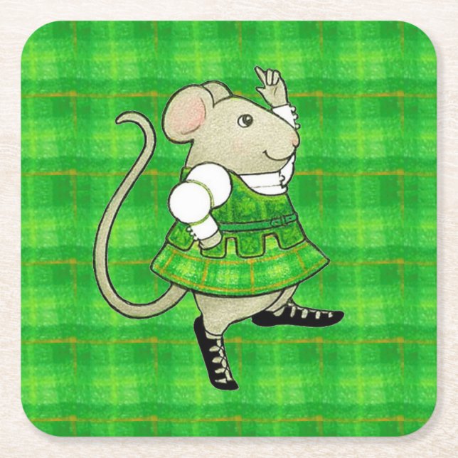 IRISH JIG MOUSE Square Paper Untersetzer (Vorderseite)