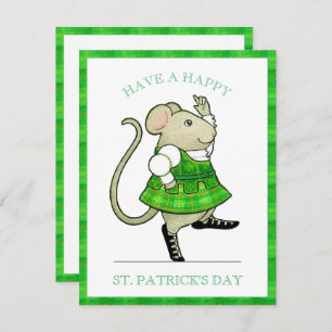 IRISH JIG MOUSE St. Patrick's 4.25x5.5 Flachkarte Feiertagskarte