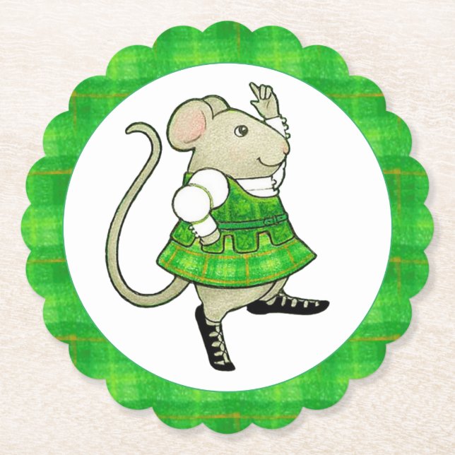 IRISH JIG MOUSE-Untersetzer mit Skalierung von run Untersetzer (Vorderseite)