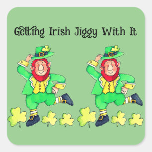 Irish Jiggy zum St. Patrick's Day Quadratischer Aufkleber