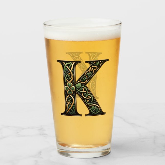 Irish "K" Monogram Pint Glass Glas (Vorne (Gefüllt))