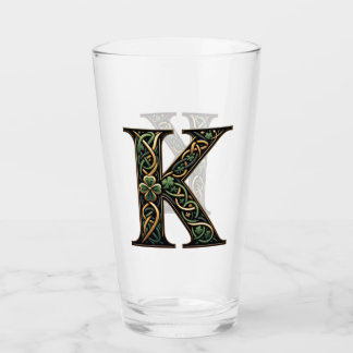 Irish "K" Monogram Pint Glass Glas