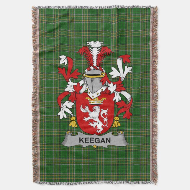 Irish Keegan oder Egan Coat of Arms Familienwappen Decke (Vorderseite Vertikal)