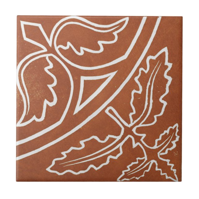Irish Keramik Art Design Red Leaf Tile Fliese (Vorderseite)