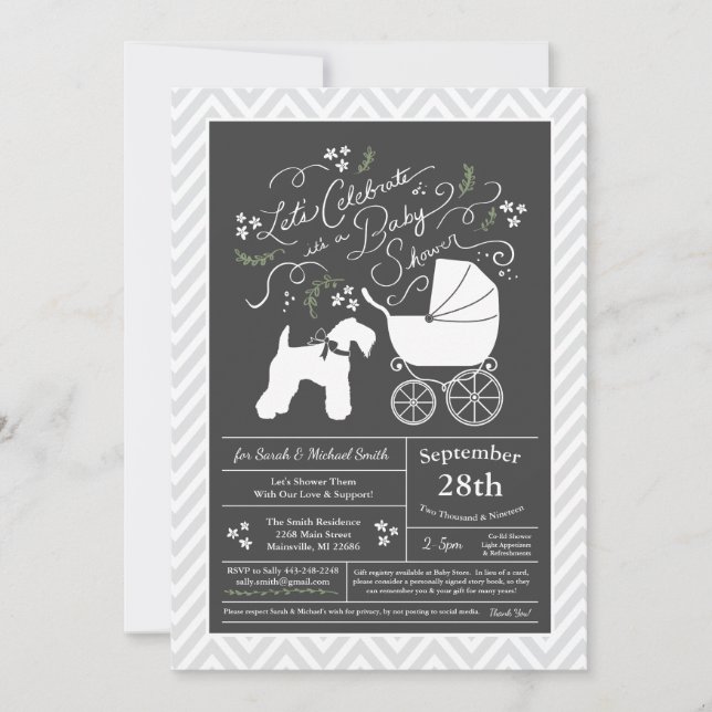 Irish Kerry Blue Terrier Baby Shower Einladung (Vorderseite)