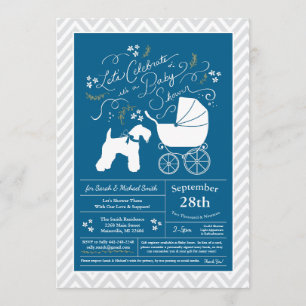 Irish Kerry Blue Terrier Dog Baby Shower Blue Boy Einladung
