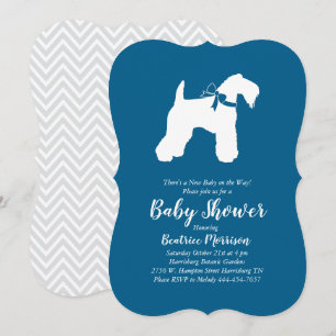 Irish Kerry Blue Terrier Dog Baby Shower Blue Boy Einladung