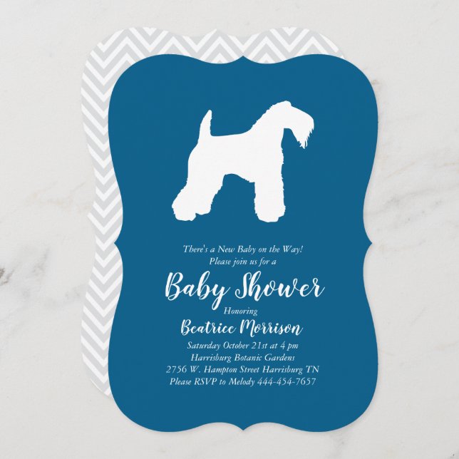 Irish Kerry Blue Terrier Dog Baby Shower Blue Boy Einladung (Vorne/Hinten)