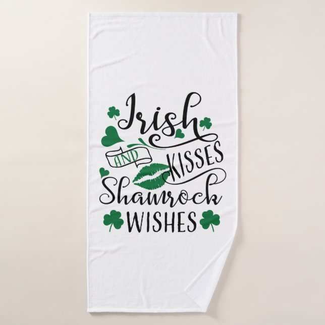 Irish Kisses and Kleeblatt Wish Badehandtuch (Badehandtuch)