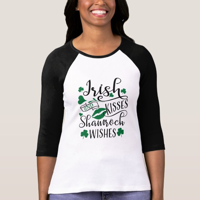 Irish Kisses and Kleeblatt Wish T-Shirt (Vorderseite)