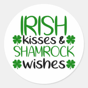 Irish Kisses & Kleeblatt Wünsche ☘️ 💚 Runder Aufkleber