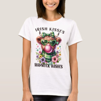 Irish Kisses Kleeblatt wünscht Highland Cow T - Sh T-Shirt