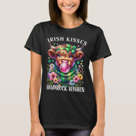 Irish Kisses Kleeblatt wünscht HighlandCow Bubbleg T-Shirt