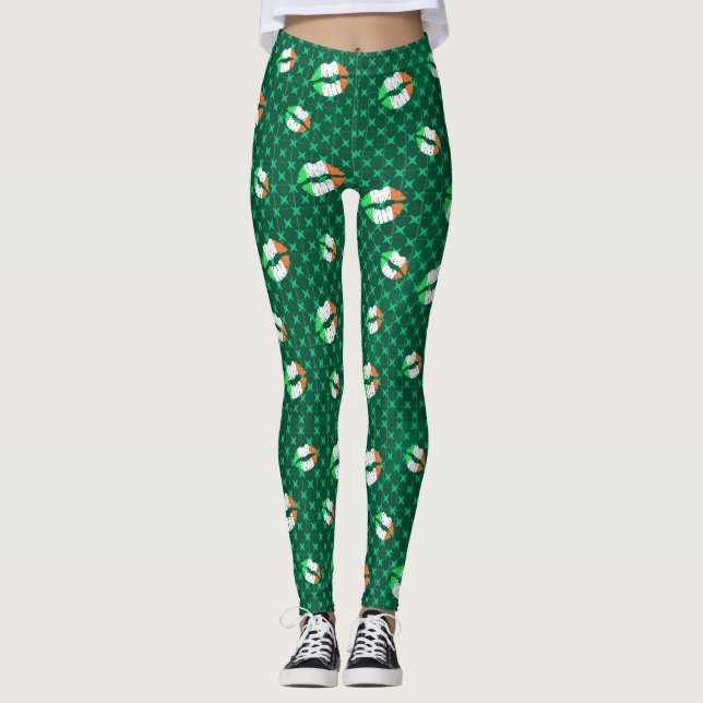 Irish Kisses niedlich St Patricks Day Leggings (Vorderseite)