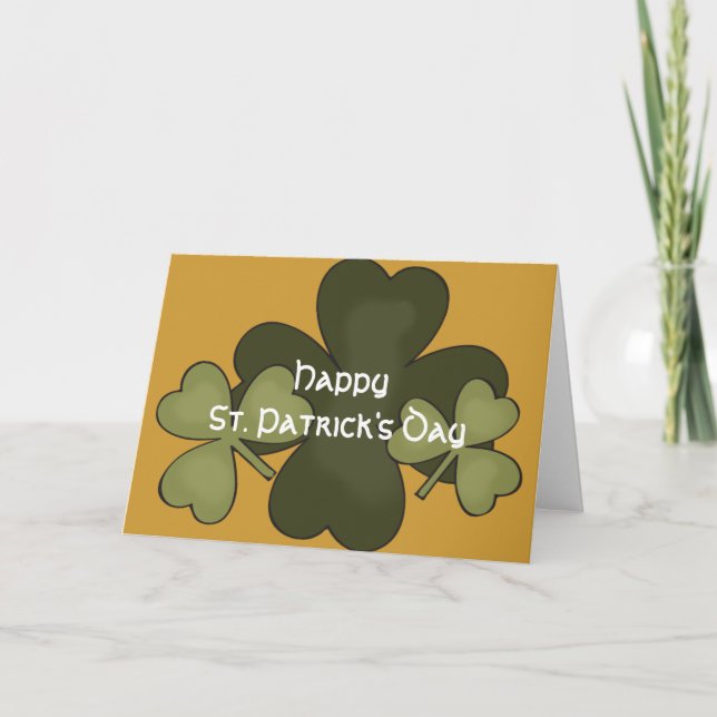 Irish Kleeblatt 3 Happy St. Patrick's Day Card Karte (Vorderseite)