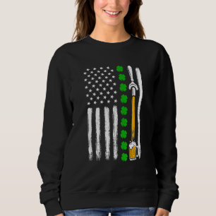 Irish Kleeblatt American Flag Draft Beer St Patric Sweatshirt