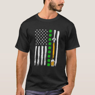 Irish Kleeblatt American Flag Draft Beer St Patric T-Shirt