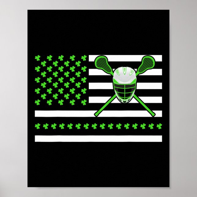 Irish Kleeblatt American Flag Lacrosse St Patrick' Poster (Vorne)