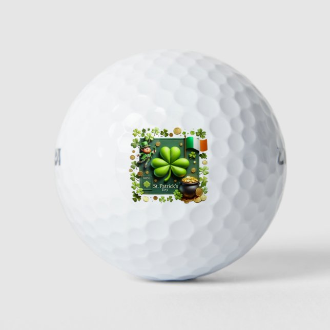 Irish Kleeblatt and Flag St. Patrick's Day Golfball (Vorderseite)