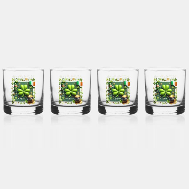 Irish Kleeblatt and Flag St. Patrick's Day Whiskyglas (Vorderseite)