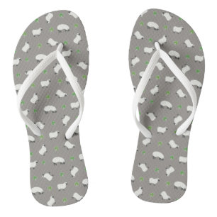 Irish Kleeblatt and Sheep Pattern Flip Flops