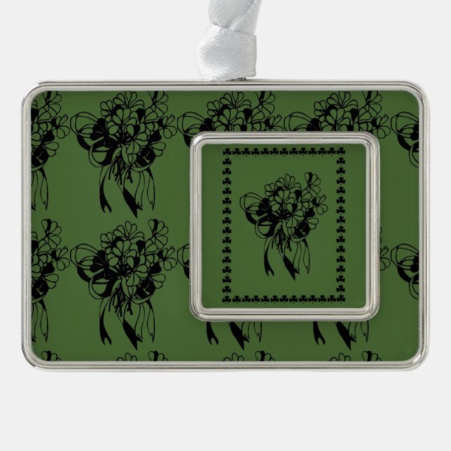 Irish Kleeblatt Bouquet Dekoration Rahmen-Ornament Silber (Vorderseite)
