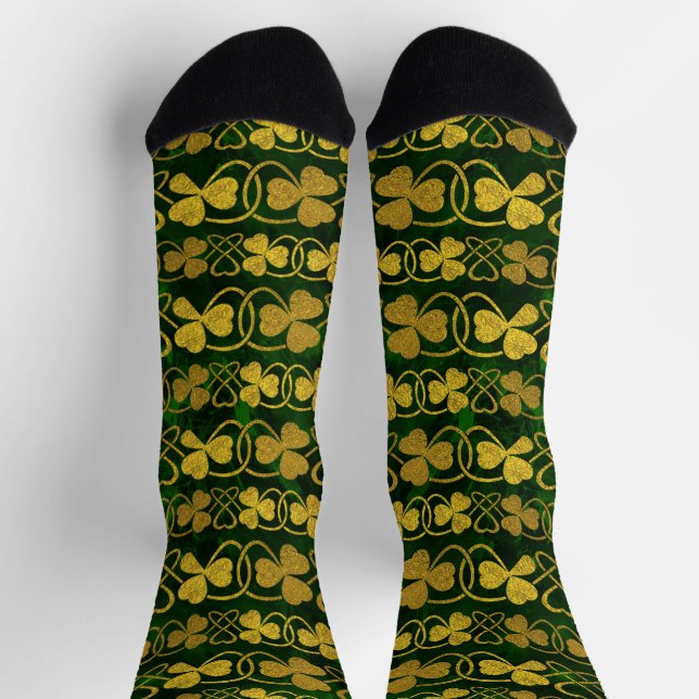 Irish Kleeblatt - Clover Gold und Green pattern So Socken (Oben)