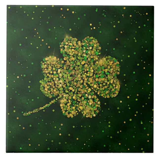 Irish Kleeblatt Four-leaf Lucky Clover Fliese (Vorderseite)