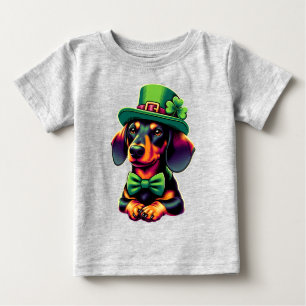 Irish Kleeblatt Glücklicher Dachshund Hund Patrick Baby T-shirt