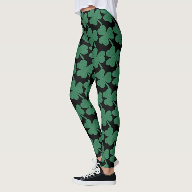 Irish Kleeblatt Green Glitzer St. Patrick's Day Leggings (Links)
