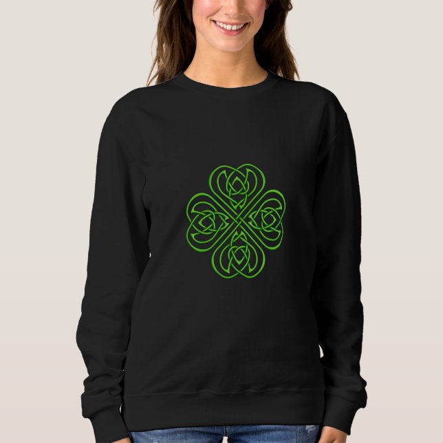 Irish Kleeblatt - Grüne keltische Knüpfarbeit Sweatshirt (Vorderseite)