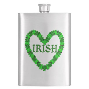 Irish Kleeblatt Heart Flachmann