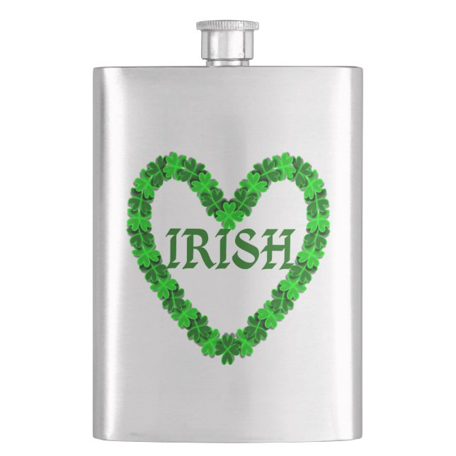 Irish Kleeblatt Heart Flachmann (Vorderseite)