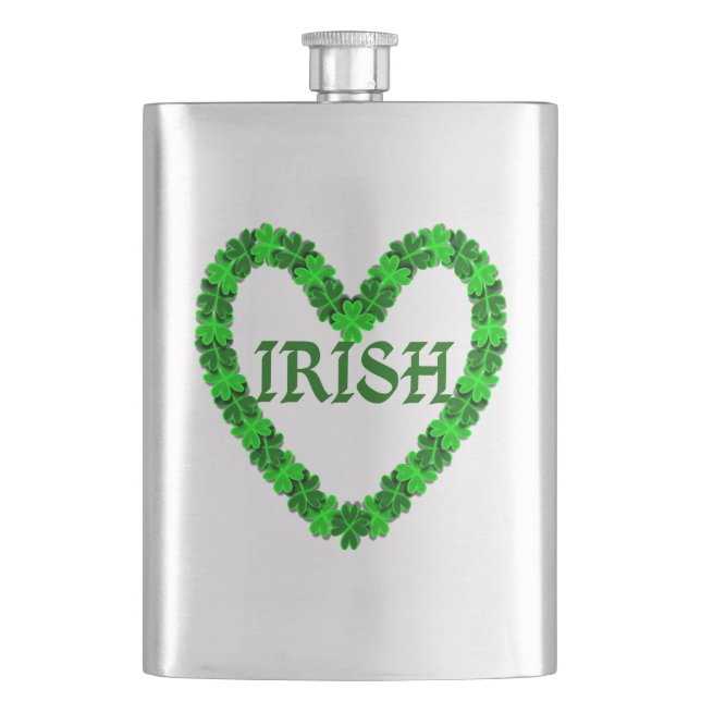 Irish Kleeblatt Heart Flask Flachmann (Vorderseite)