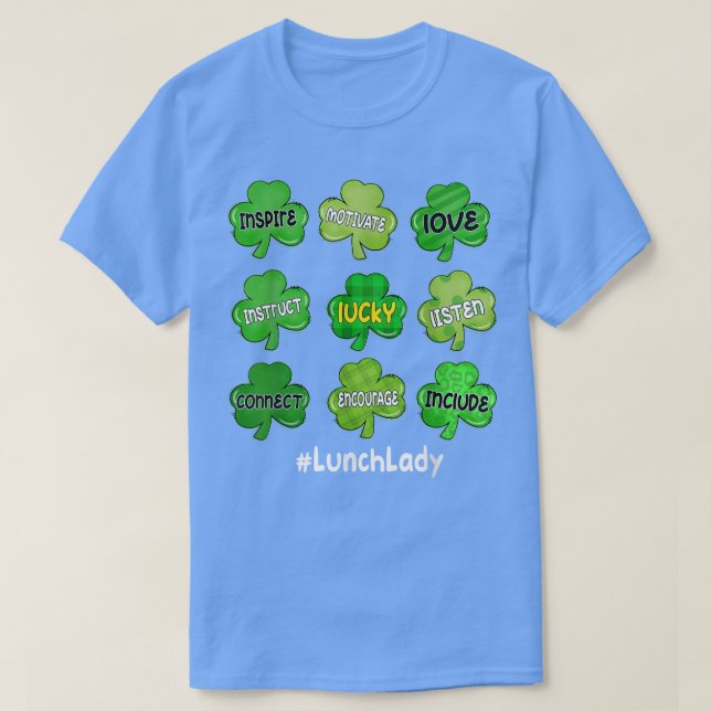 Irish Kleeblatt Inspirierte Liebe Lucky Lunch Lady T-Shirt (Design vorne)