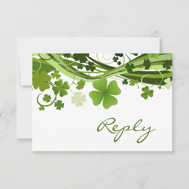 Irish Kleeblatt (Kleber) Wedding RSVP Karte (Vorderseite)