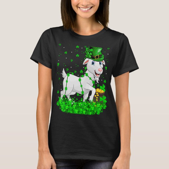 Irish Kleeblatt Leprechaun Goat St Patrick's Day T-Shirt (Vorderseite)