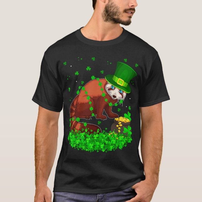 Irish Kleeblatt Leprechaun Red Panda St Patrick's  T-Shirt (Vorderseite)