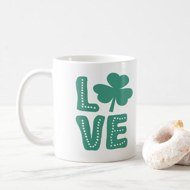 Irish Kleeblatt Liebe St Patricks Day Tasse (Mit Donut)