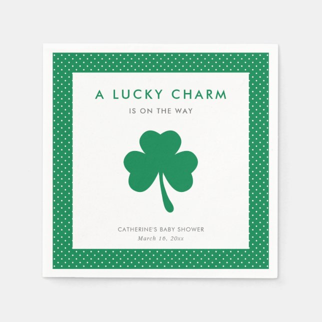 Irish Kleeblatt Lucky Charm Baby Dusche Serviette (Vorderseite)