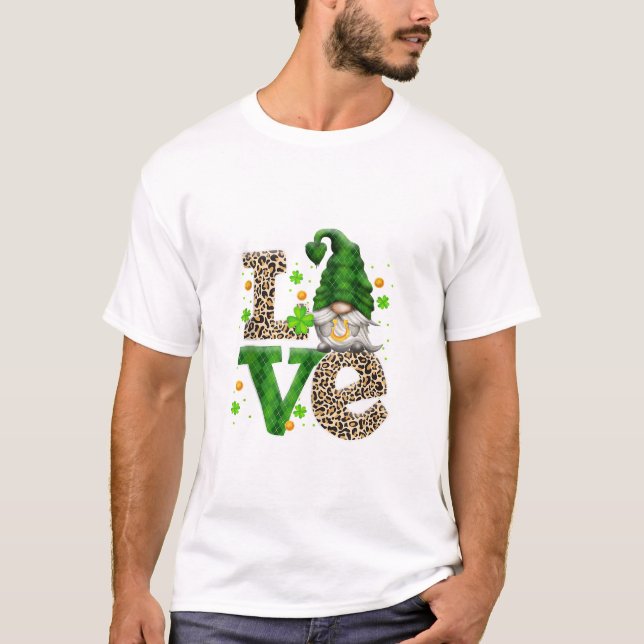 Irish Kleeblatt Lucky Gnome T-Shirt (Vorderseite)