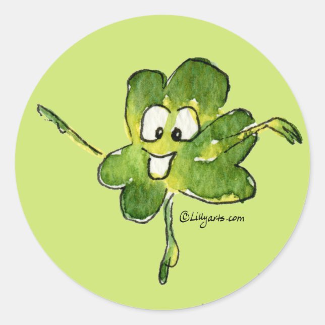 Irish Kleeblatt n Roll 02 Cartoon Sticker (Vorderseite)