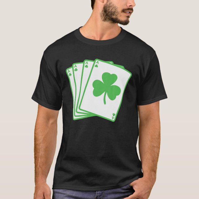 Irish Kleeblatt Playing Cards Funny St Patrick's D T-Shirt (Vorderseite)