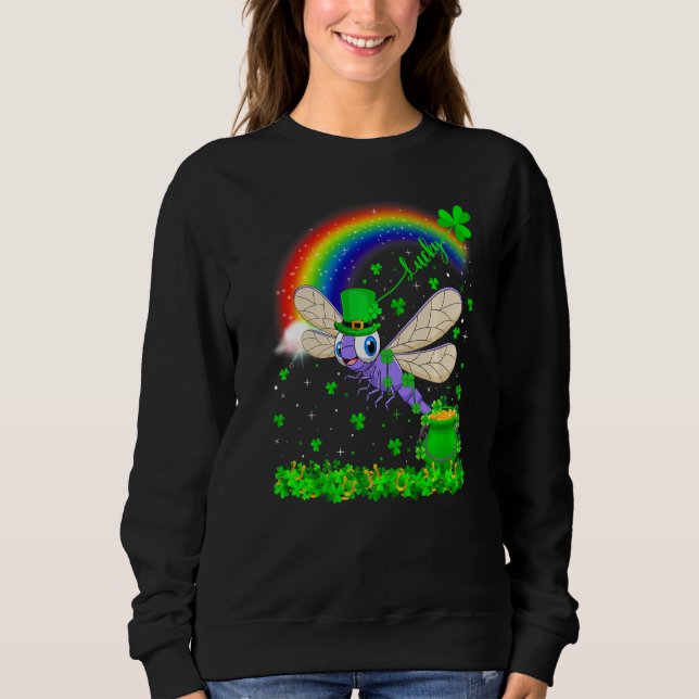Irish Kleeblatt Rainbow Lucky Dragonfly St Patrick Sweatshirt (Vorderseite)