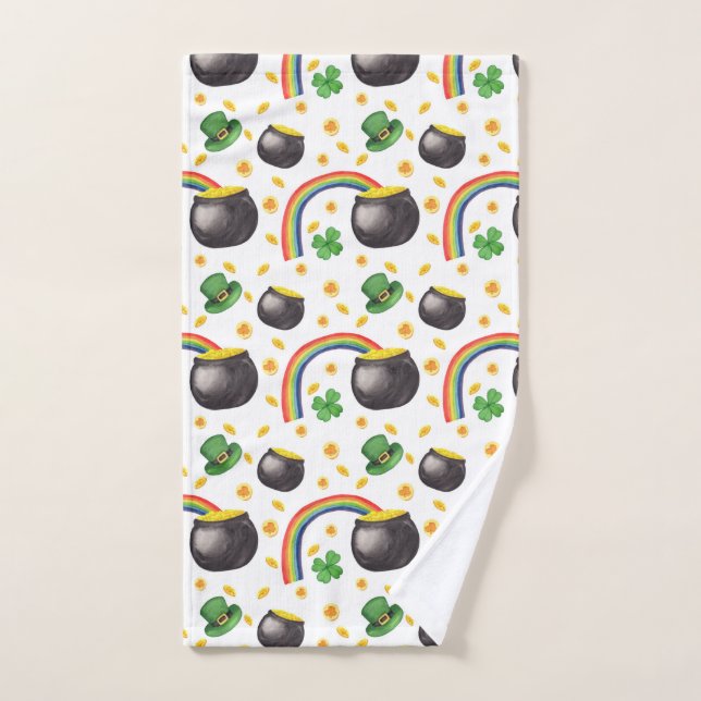 Irish Kleeblatt Rainbow Print, St. Paddy's Gift Handtuch (Handtuch)